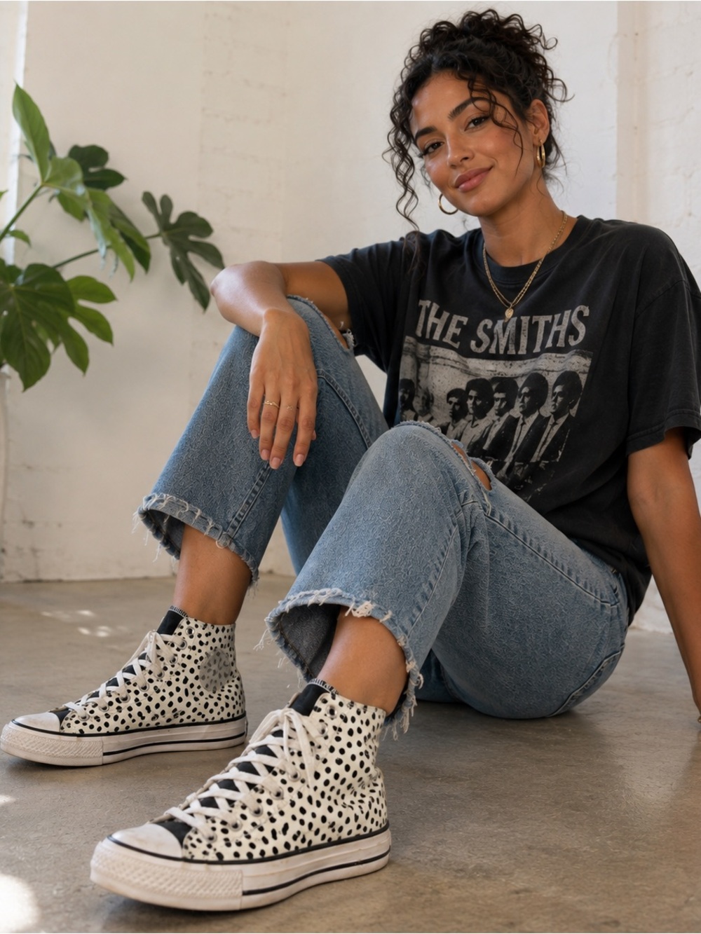 Converse Chuck Taylor All Star Hi Dalmatian Spot Sneakers Women 7.5 Black White